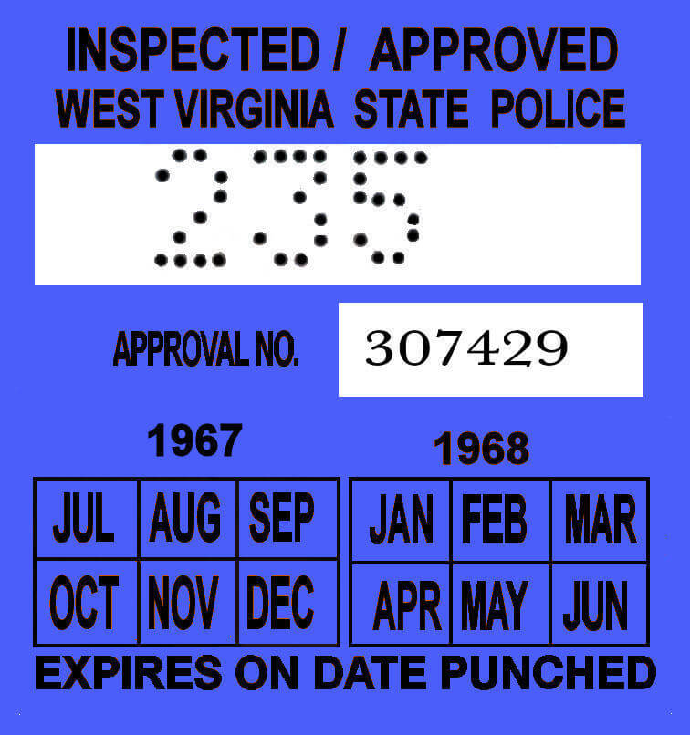 (image for) 1967-68 West Virginia inspection sticker